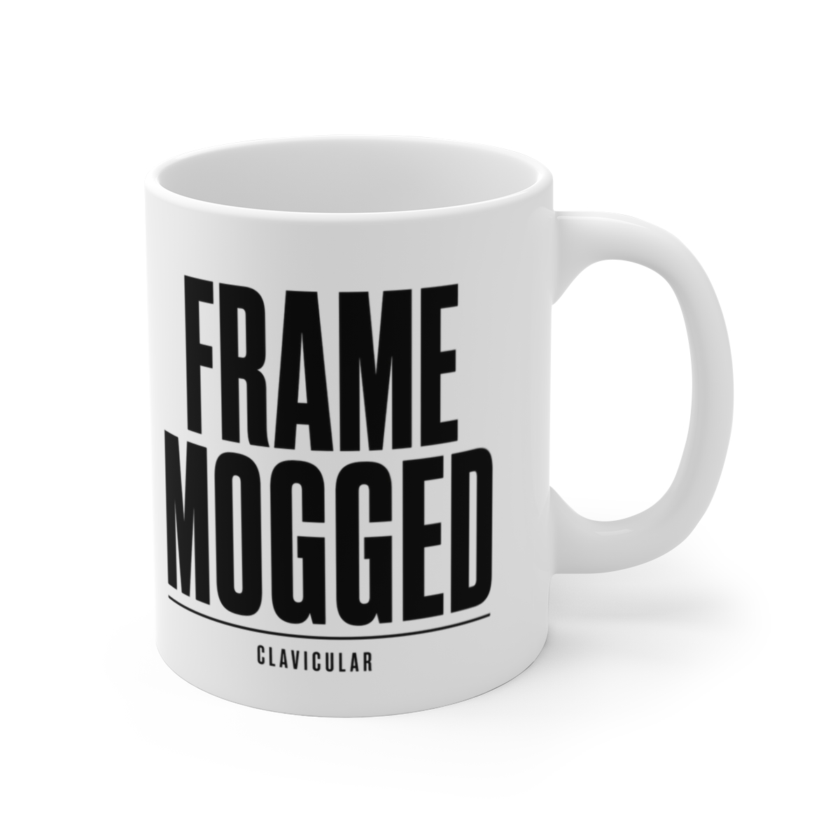 Clavicular "Frame Mogged" White Mug